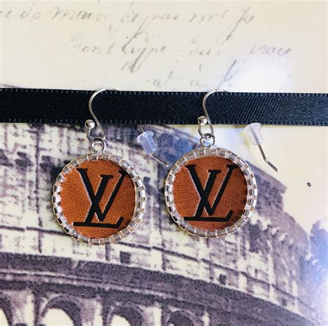 black lv earrings|upcycled lv earrings.